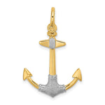 Load image into Gallery viewer, 14K Yellow Gold and White Rhodium 3-D Textured Anchor With Shackle bail Charm Pendant
