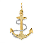 Load image into Gallery viewer, 14K Two-tone Gold 3-D Small Anchor With Rope &amp; Shackle Bail Charm Pendant
