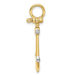 Load image into Gallery viewer, 14K Yellow Gold and White Rhodium 3-D ANCHOR With Shackle Bail Charm Pendant
