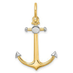 Load image into Gallery viewer, 14K Yellow Gold and White Rhodium 3-D ANCHOR With Shackle Bail Charm Pendant
