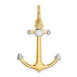 Load image into Gallery viewer, 14K Yellow Gold and White Rhodium 3-D ANCHOR With Shackle Bail Charm Pendant
