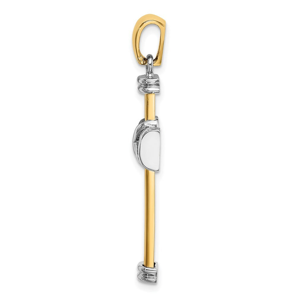 14K Two-tone Gold Polished Cross Charm Pendant