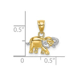 Load image into Gallery viewer, 14K Yellow Gold with White Rhodium with 2-D Small Elephant Charm Pendant
