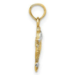 Load image into Gallery viewer, 14K Yellow Gold and White Rhodium 2-D SeaHorse Charm Pendant

