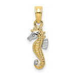 Load image into Gallery viewer, 14K Yellow Gold and White Rhodium 2-D SeaHorse Charm Pendant
