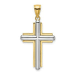 Load image into Gallery viewer, 14K Two-tone Gold Beveled Cross Charm Pendant
