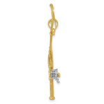 Load image into Gallery viewer, 14k Yellow Gold and White Rhodium 3-D Moveable Fishing Pole With Reel Charm Pendant
