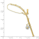 Load image into Gallery viewer, 14k Yellow Gold and White Rhodium 3-D Moveable Fishing Pole With Reel Charm Pendant
