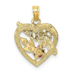 Load image into Gallery viewer, 14K Two-tone Yellow and Rose Gold With #1 Mother Heart &amp; Flower Charm Pendant
