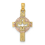 Load image into Gallery viewer, 14K Two-Tone Gold &amp; Cut-Out Dove On Cross Charm Pendant
