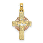 Load image into Gallery viewer, 14K Two-Tone Gold &amp; Cut-Out Dove On Cross Charm Pendant

