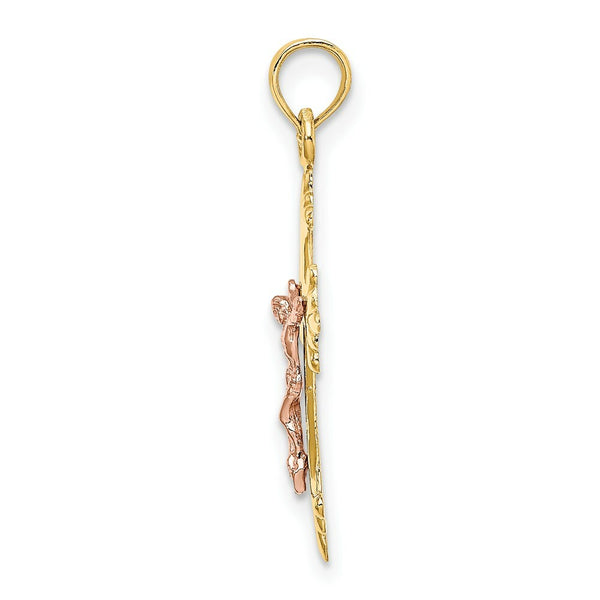 14K Two-Tone Gold Crucifix Charm Pendant