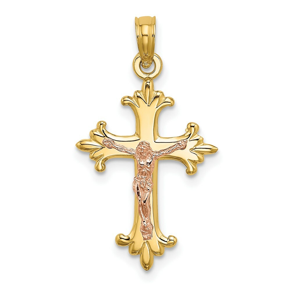 14K Two-Tone Gold Crucifix Charm Pendant