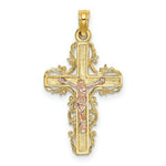 Load image into Gallery viewer, 14K Two-Tone Gold With Lace Trim Crucifix Charm Pendant
