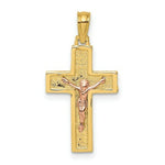 Load image into Gallery viewer, 14K Two-Tone Gold Crucifix On Block Cross Charm Pendant
