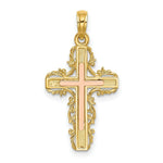 Load image into Gallery viewer, 14K Two-Tone Gold With Lace Trim Cross Charm Pendant
