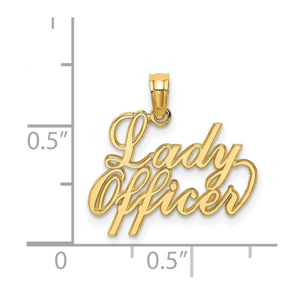 14K Yellow Gold Lady Officer Charm Pendant