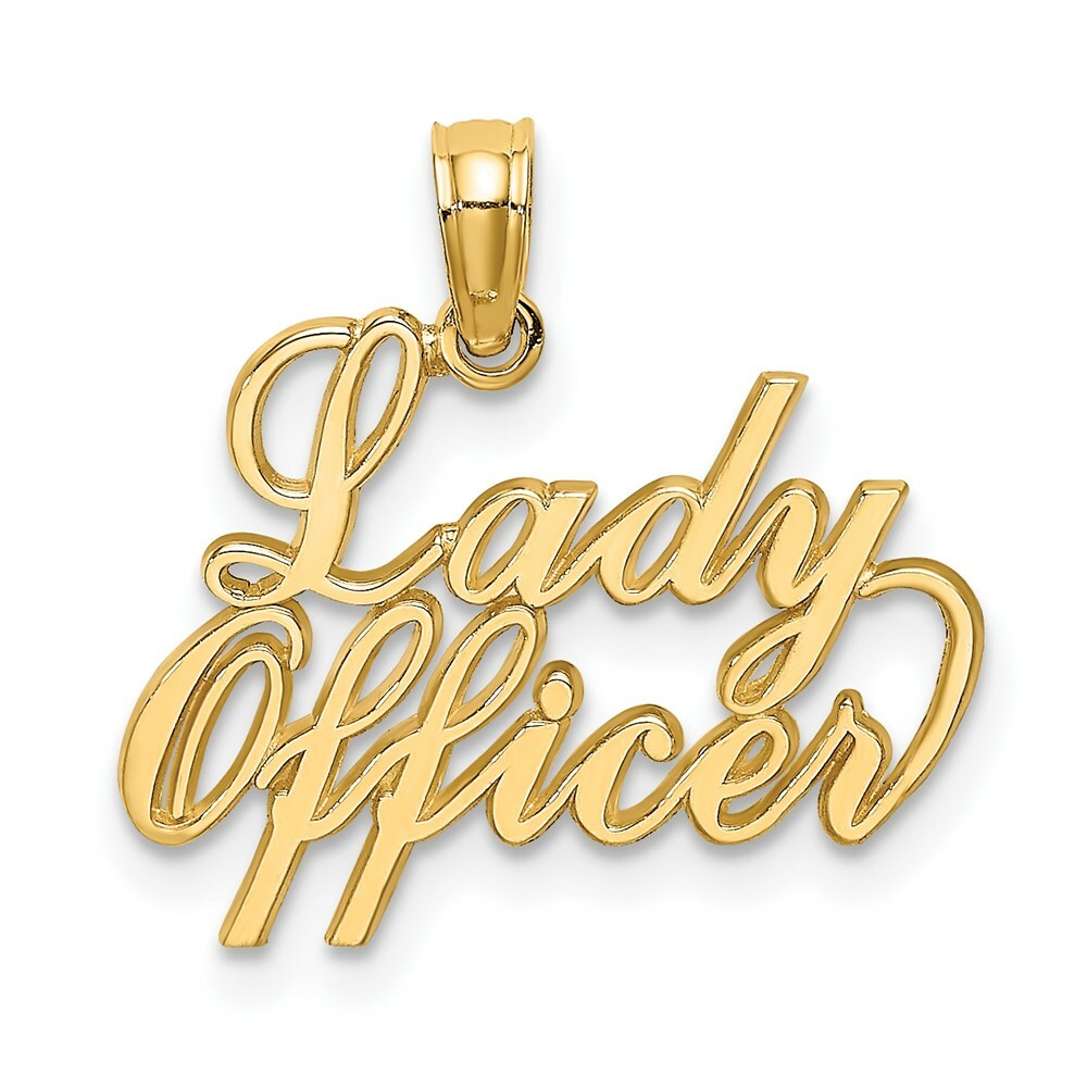 14K Yellow Gold Lady Officer Charm Pendant