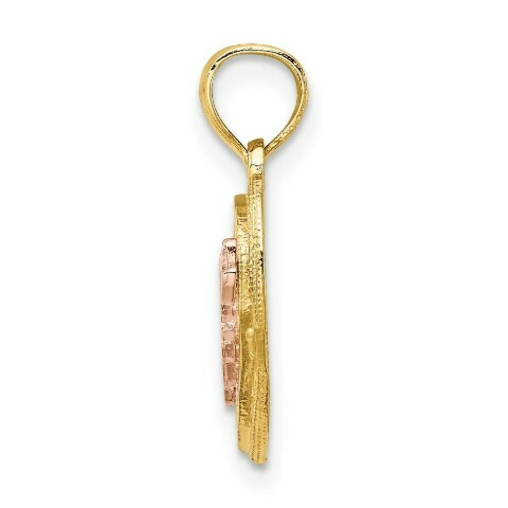 14K Two-Tone Gold Mom With Heart Charm Pendant