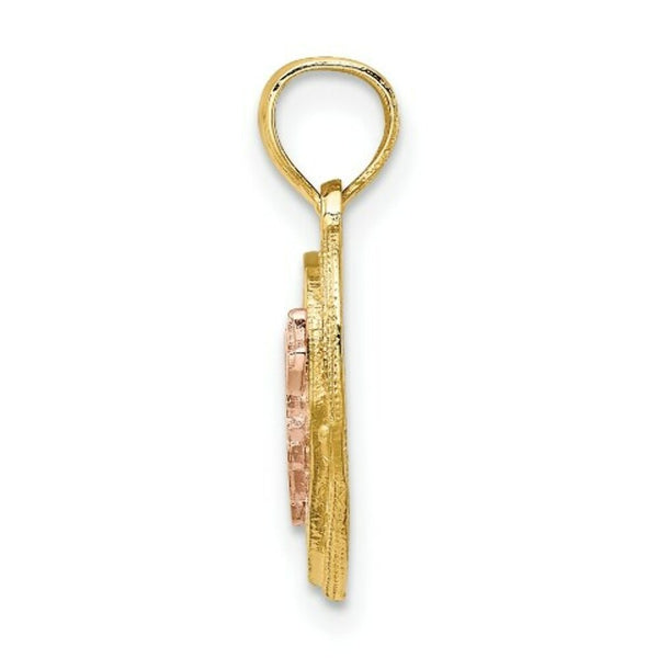 14K Two-Tone Gold Mom With Heart Charm Pendant