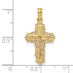 Load image into Gallery viewer, 14K Two-Tone Gold Crucifix With Lace Trim Charm Pendant
