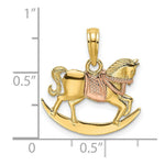 Load image into Gallery viewer, 14K Two-Tone Gold 2-D Rocking Horse With Saddle Charm Pendant
