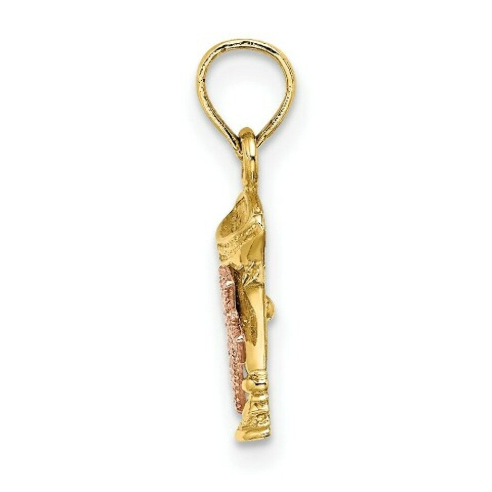 14K Two-Tone Gold Communion Cup With Cross Charm Pendant