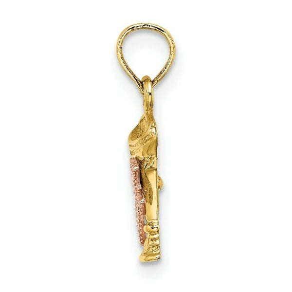14K Two-Tone Gold Communion Cup With Cross Charm Pendant