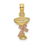 Load image into Gallery viewer, 14K Two-Tone Gold Communion Cup With Cross Charm Pendant

