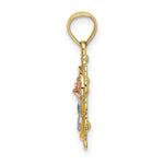 Load image into Gallery viewer, 14K Tri Color Heart With Rose &amp; Lace Trim Charm Pendant
