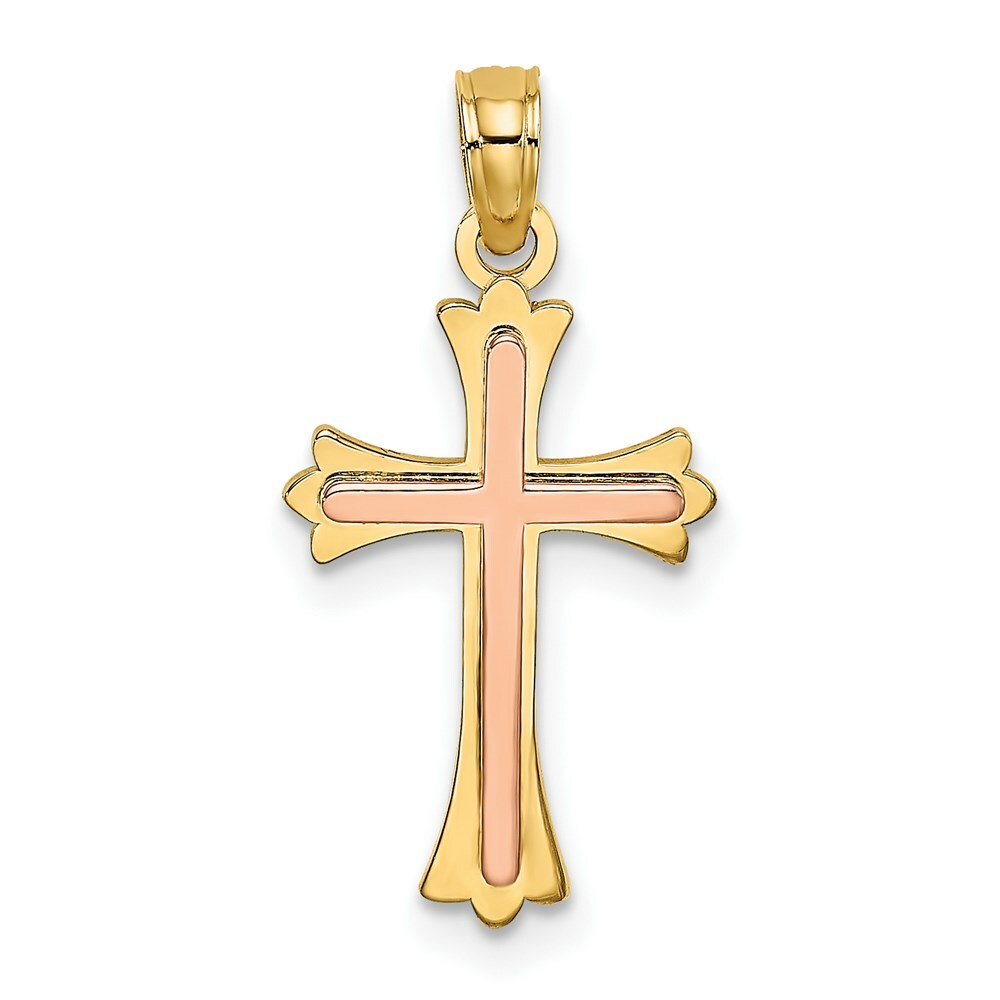14K Two-Tone Gold Cross Charm Pendant
