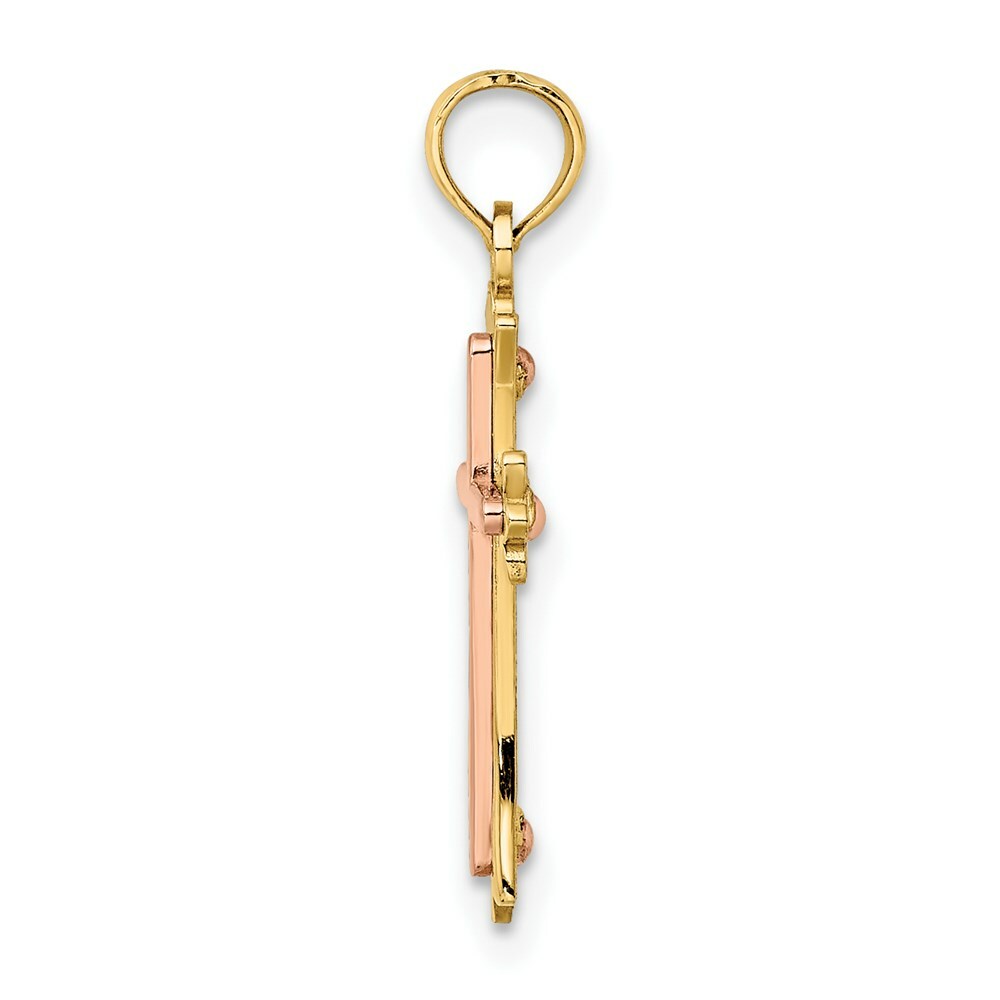 14K Two-Tone Gold Cross Charm Pendant