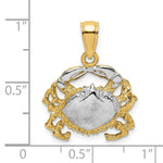 Load image into Gallery viewer, 14K Yellow Gold with White Rhodium Polished Crab Charm Pendant
