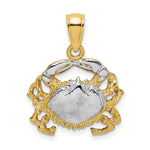 Load image into Gallery viewer, 14K Yellow Gold with White Rhodium Polished Crab Charm Pendant
