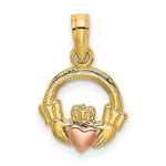 Load image into Gallery viewer, 14K Two-Tone Gold Claddagh With Heart Charm Pendant
