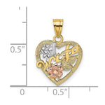 Load image into Gallery viewer, 14K Two-Tone Gold With #1 WIFE In Heart With Flower Charm Pendant
