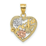 Load image into Gallery viewer, 14K Two-Tone Gold With #1 WIFE In Heart With Flower Charm Pendant
