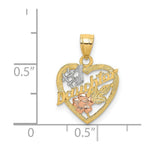Load image into Gallery viewer, 14K Tri-Color Gold #1 DAUGHTER IN HEART With Flowers Charm Pendant

