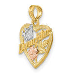 Load image into Gallery viewer, 14K Tri-Color Gold #1 DAUGHTER IN HEART With Flowers Charm Pendant
