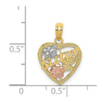 Load image into Gallery viewer, 14K Tri-Color Gold #1 SISTER In Heart With Flowers Charm Pendant
