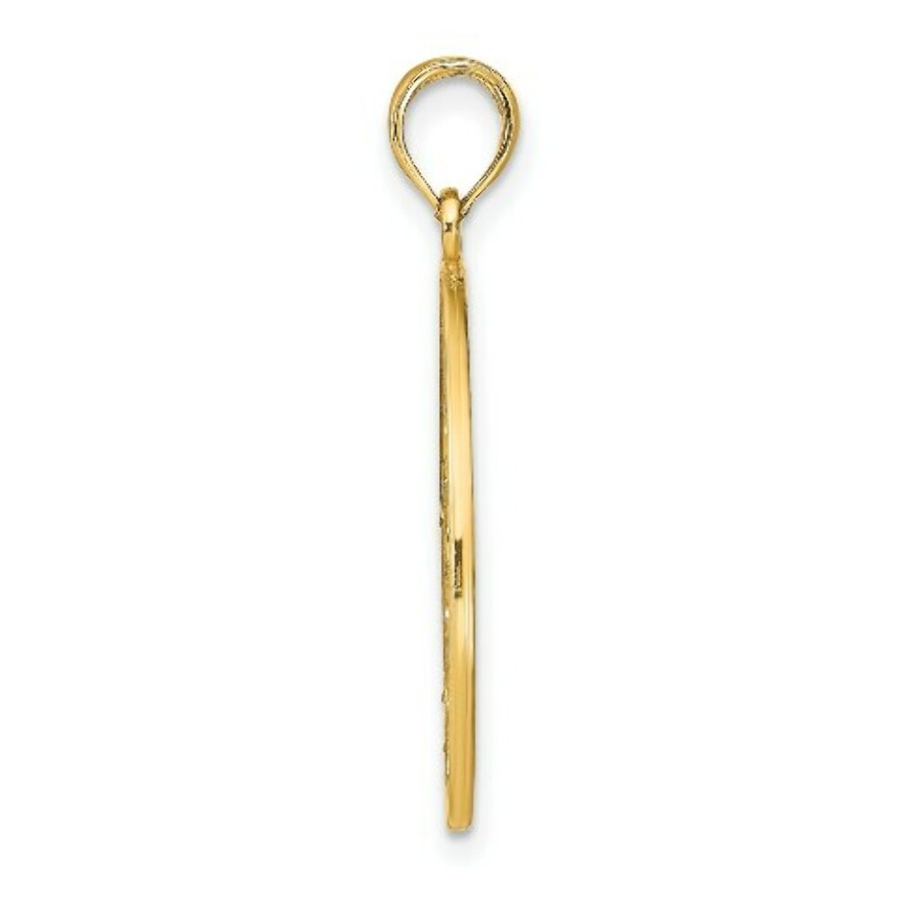 14K Yellow Gold with White Rhodium Floral Medallion Pendant Charm Pendant