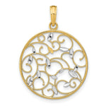 Load image into Gallery viewer, 14K Yellow Gold with White Rhodium Floral Medallion Pendant Charm Pendant
