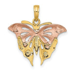 Load image into Gallery viewer, 14K Tri-Color Gold Diamond-cut Butterfly Charm Pendant
