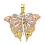 Load image into Gallery viewer, 14K Tri-Color Gold Diamond-cut Butterfly Charm Pendant
