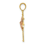 Load image into Gallery viewer, 14K Two-tone Gold Textured Finish Cross With Dove Charm Pendant
