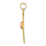 Load image into Gallery viewer, 14K Two-Tone Gold Textured Finish Cross With Heart Charm Pendant
