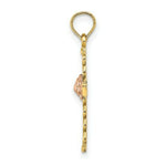 Load image into Gallery viewer, 14K Two-Tone Gold Twisted Cross With Flower Charm Pendant
