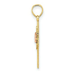 Load image into Gallery viewer, 14K Two-Tone Gold Textured Cross With Flower Charm Pendant
