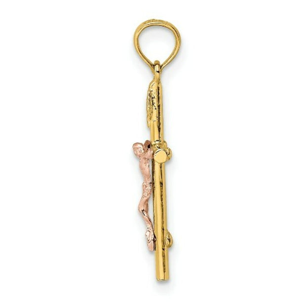 14K Two-Tone Gold Cross Crucifix Charm Pendant