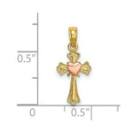 Load image into Gallery viewer, 14K Two-Tone Gold Cross With Heart Charm Pendant
